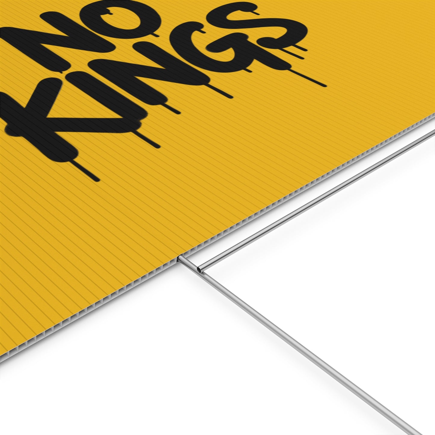 Yellow Spray Paint No Kings Protest Yard Sign