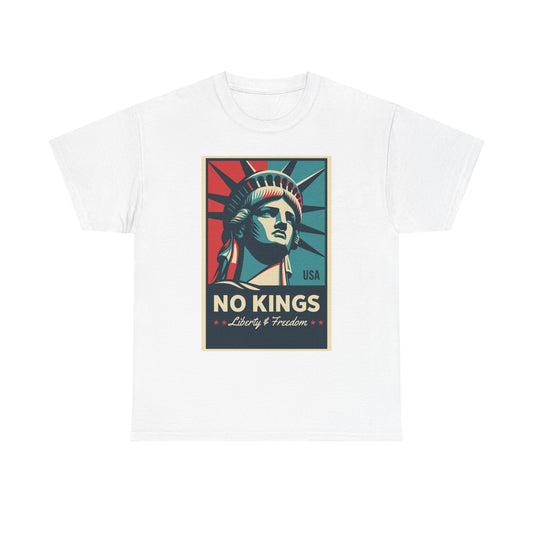 Statue of Liberty Tee - No Kings, Unisex Heavy Cotton T-Shirt, Freedom Shirt, Patriotic Apparel for Celebrations, Gift for Enthusiasts