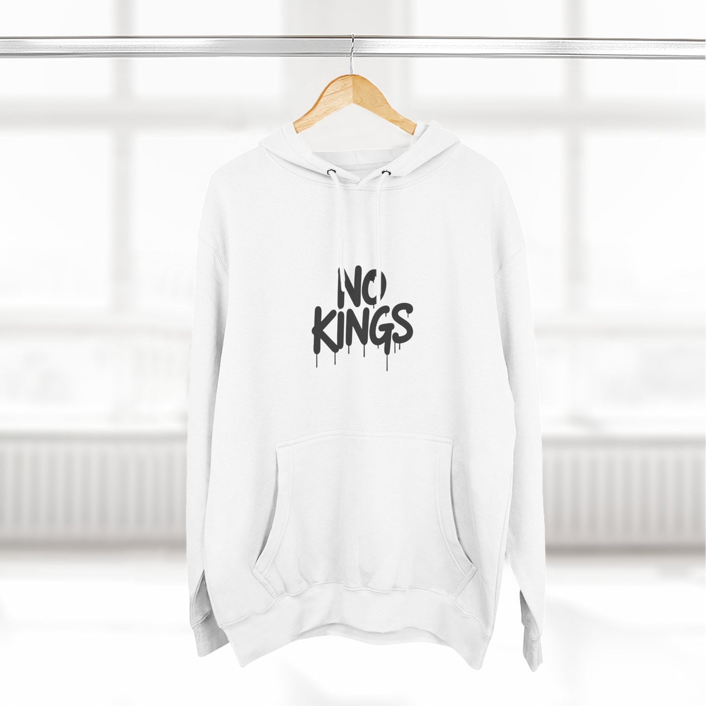 No Kings Spray Paint Protest Fleece Hoodie