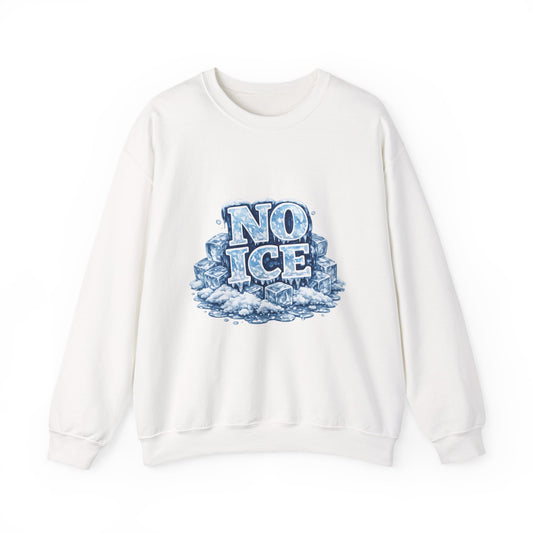 No ICE Crewneck Sweatshirt — Retro Iced Typography Graphic Sweatshirt