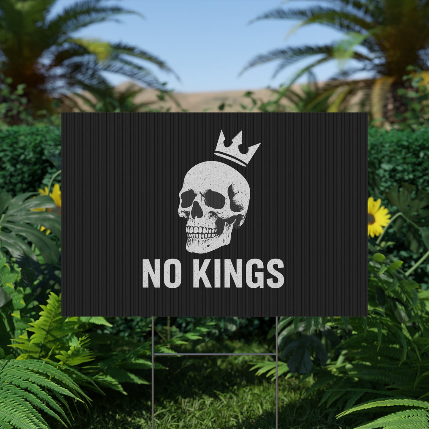 Black Yard Sign - 'No Kings' Design