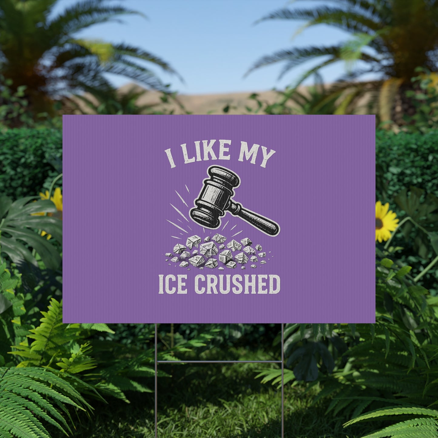 Light Purple Crushed ICE Protest Yard Sign
