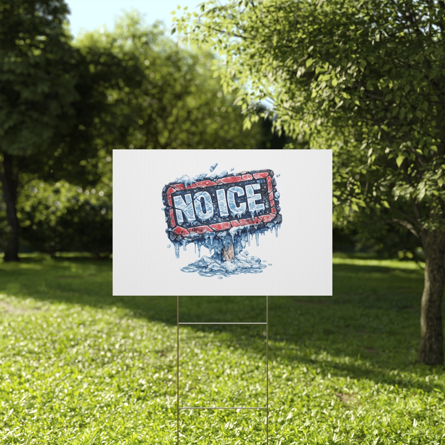 No Ice Yard Sign — 'No Ice' Plastic Lawn Sign
