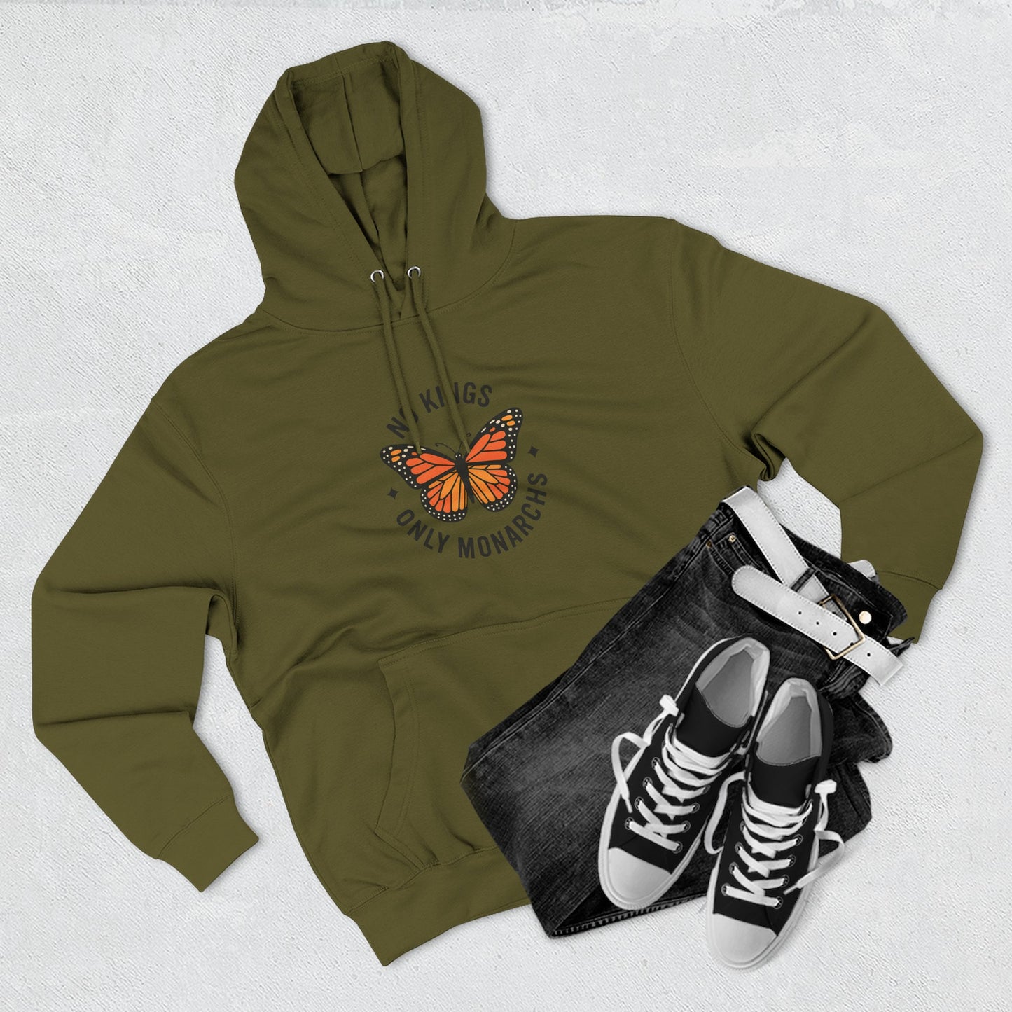 No Kings Only Monarchs Hoodie, Gift for Nature Lovers, Cozy Casual Wear, Perfect for Fall