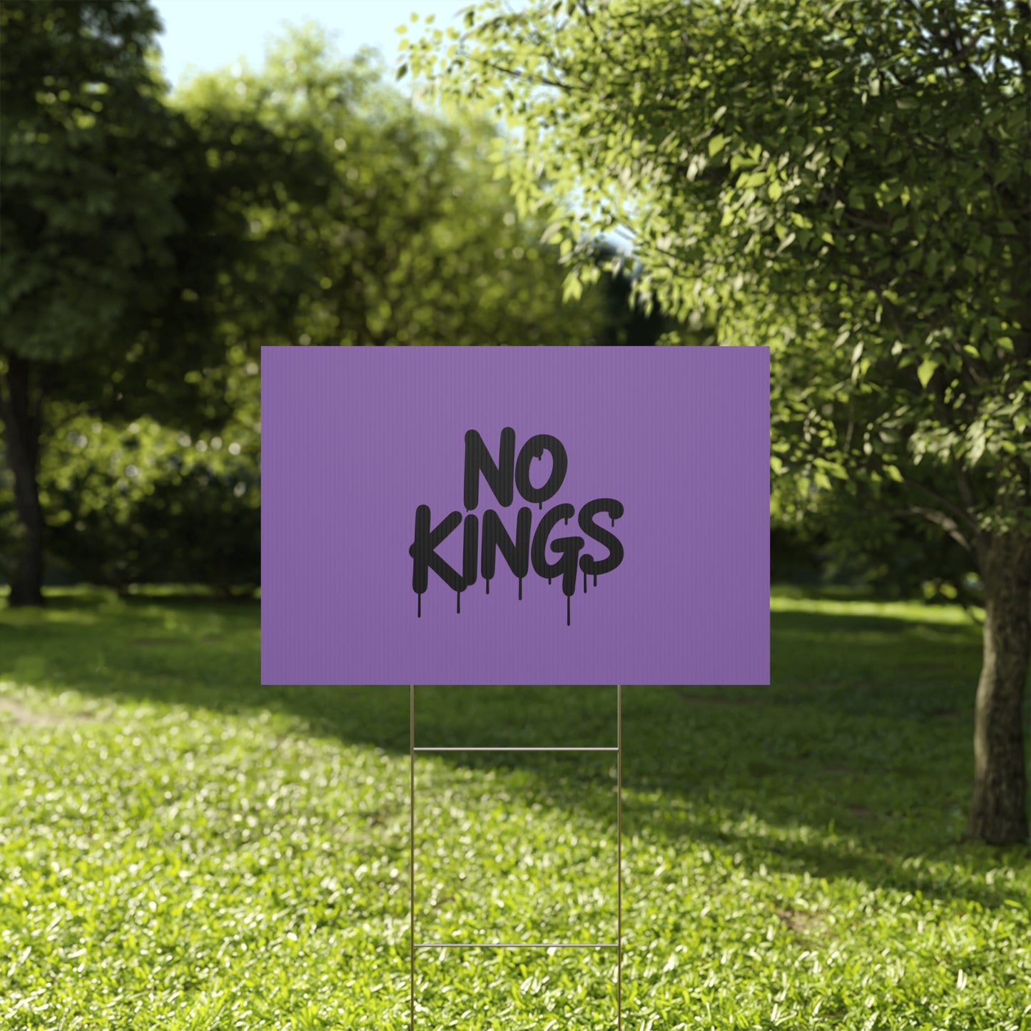 Light Purple Spray Paint No Kings Protest Yard Sign