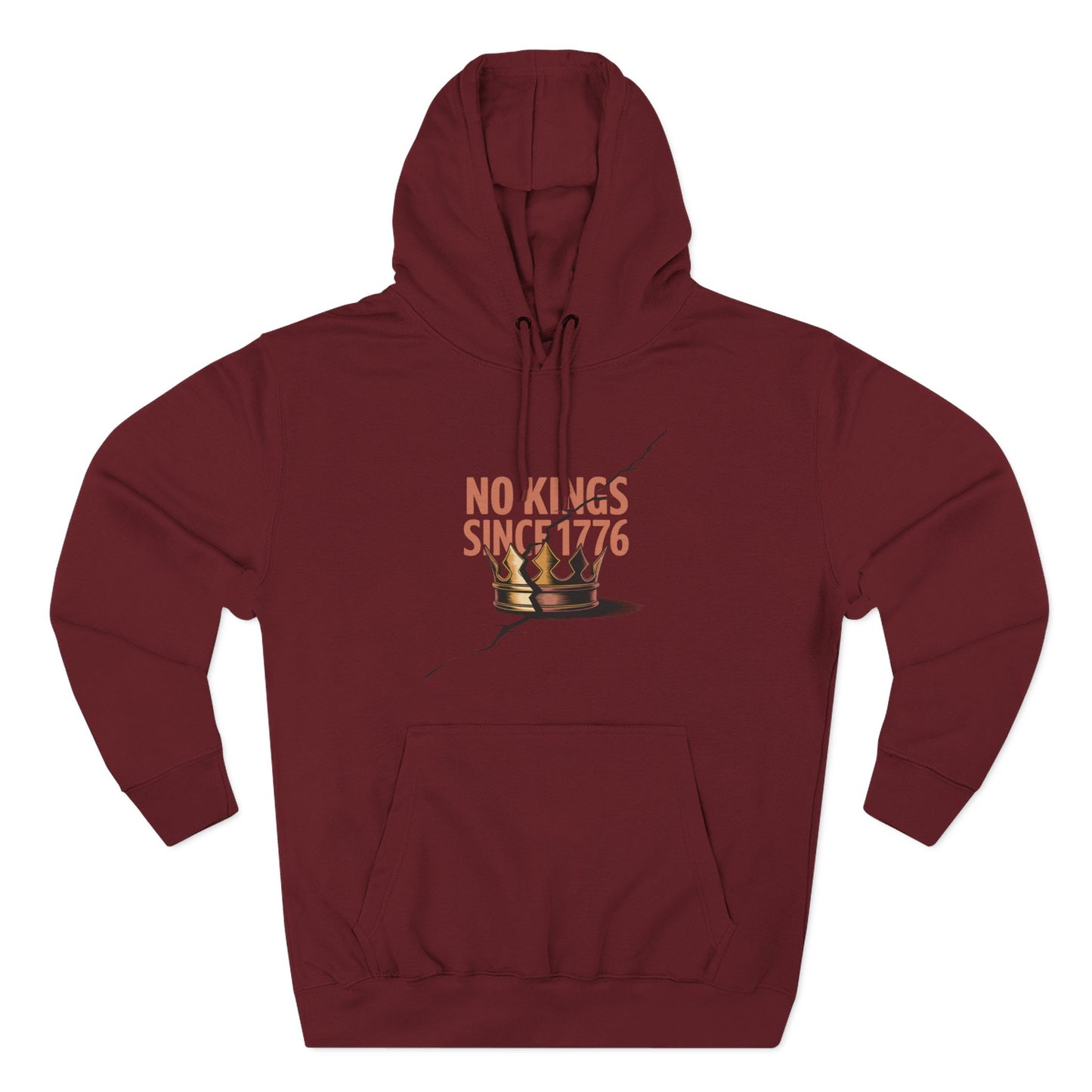 Three-Panel Fleece Hoodie – No Kings Since 1776, Cozy Sweatshirt for Chess Lovers, Casual Wear, Gift for History Buffs, Perfect for Fall