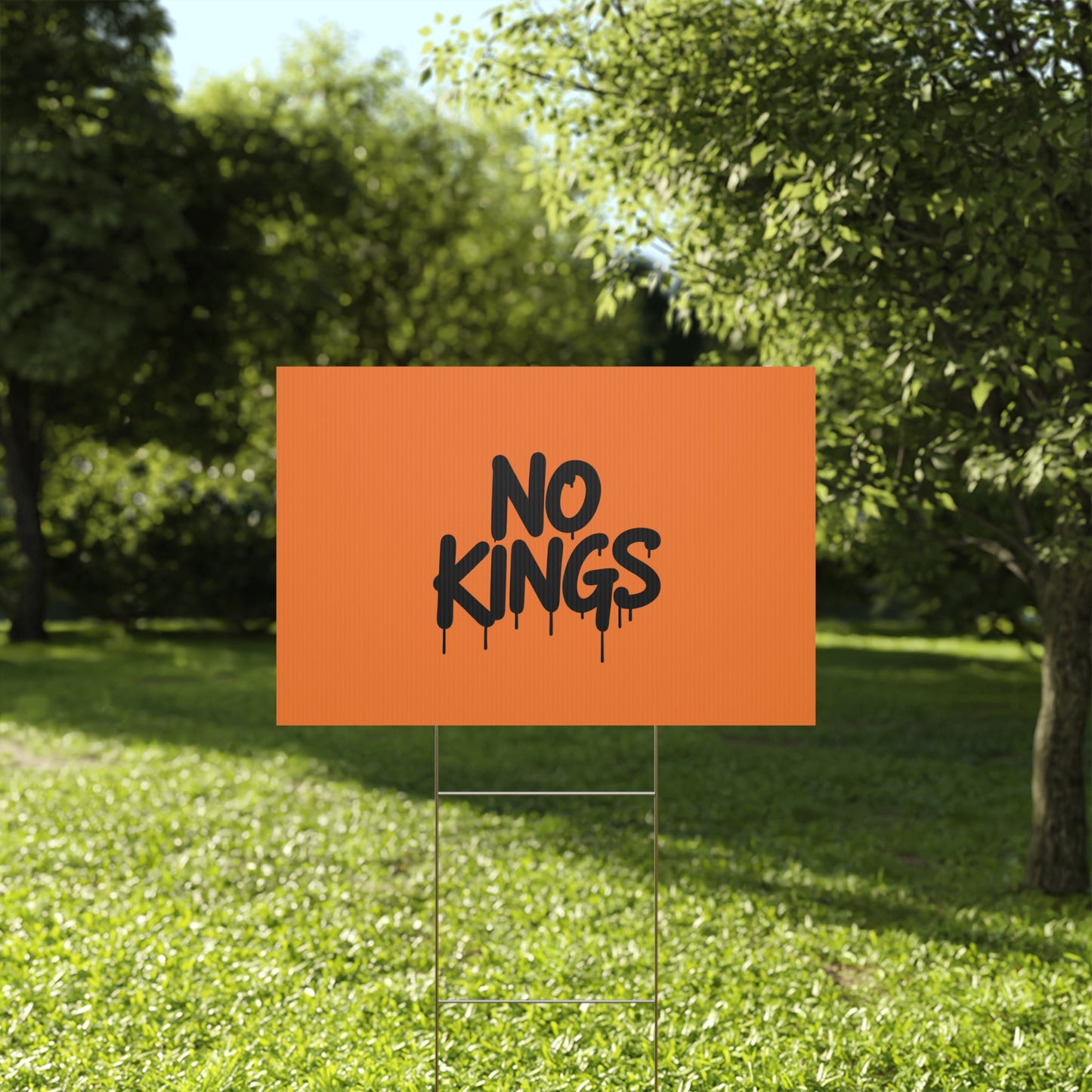 Orange Spray Paint No Kings Protest Yard Sign