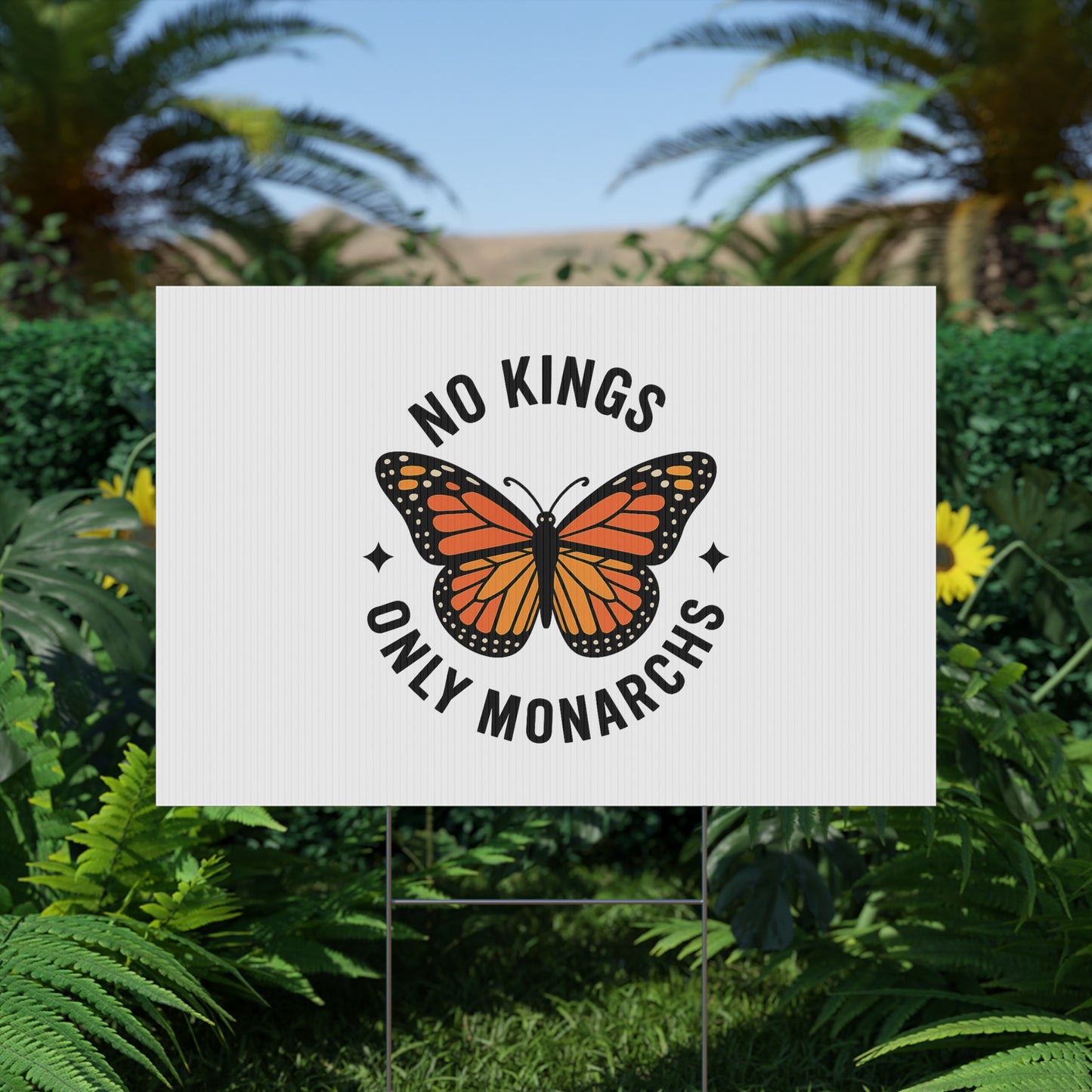 White No Kings Only Monarchs Yard Sign, No Kings Since 1776, Holiday Decoration, Lawn Decor for July 4th, Independence Day Sign, Political Statement Sign