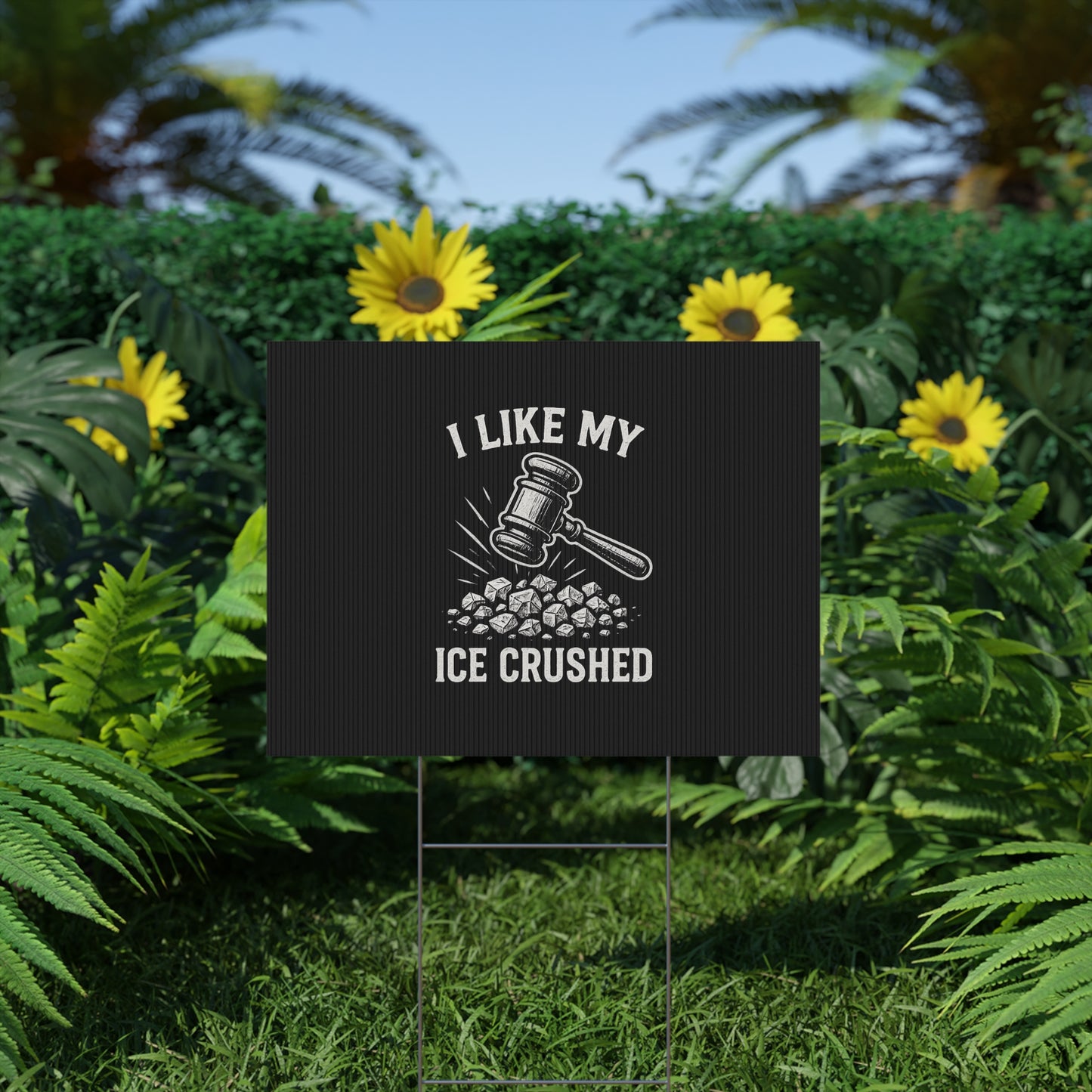 Black Crushed ICE Protest Yard Sign