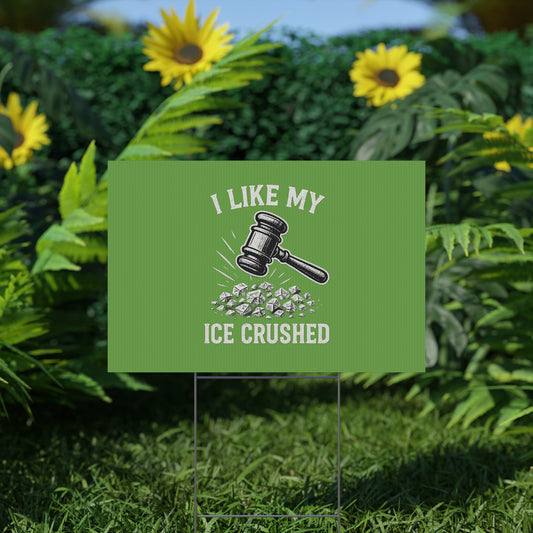 Light Green Crushed ICE Protest Yard Sign
