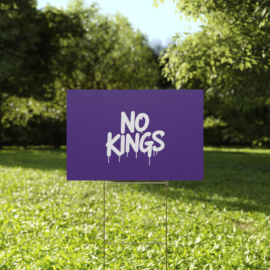 Purple Spray Paint No Kings Protest Yard Sign