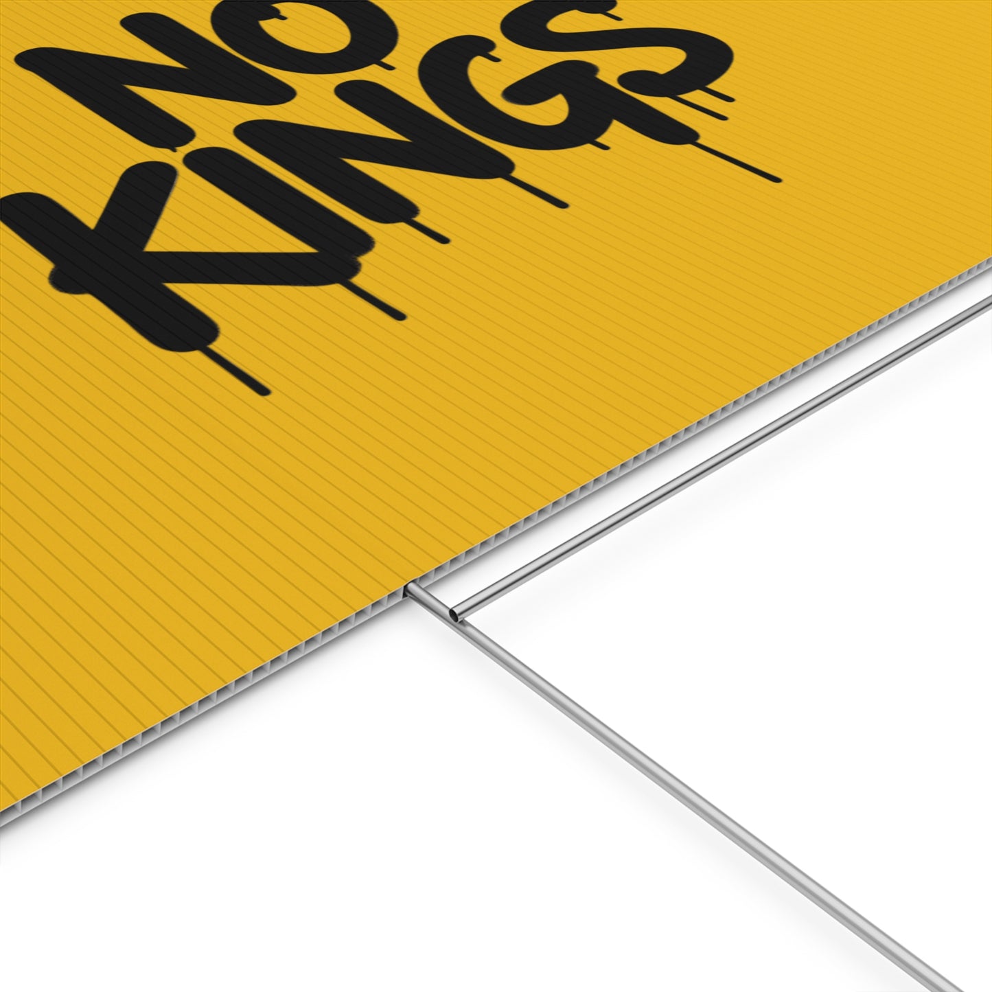 Yellow Spray Paint No Kings Protest Yard Sign