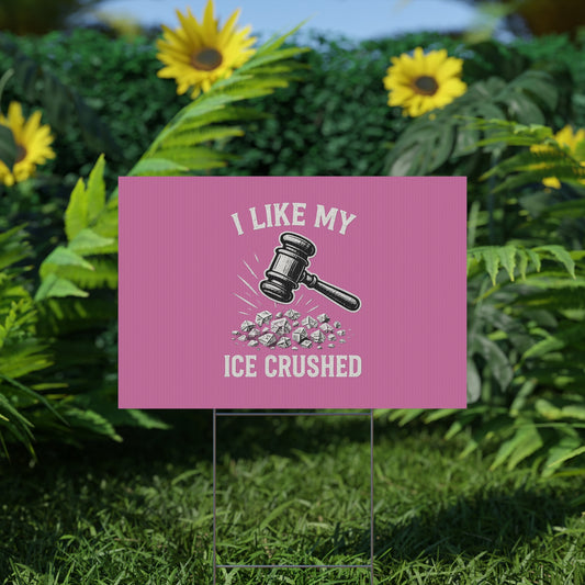 Light Pink Crushed ICE Protest Yard Sign