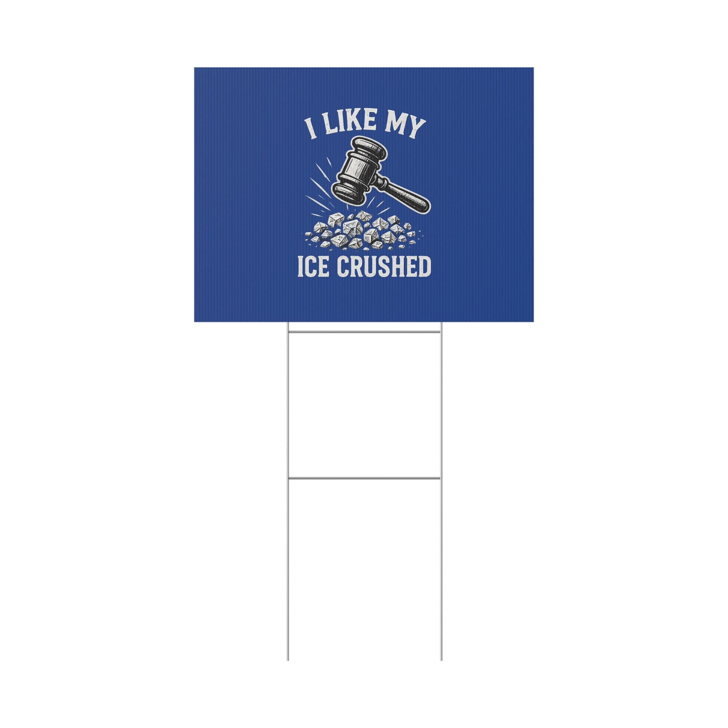 Dark Blue Crushed ICE Protest Yard Sign