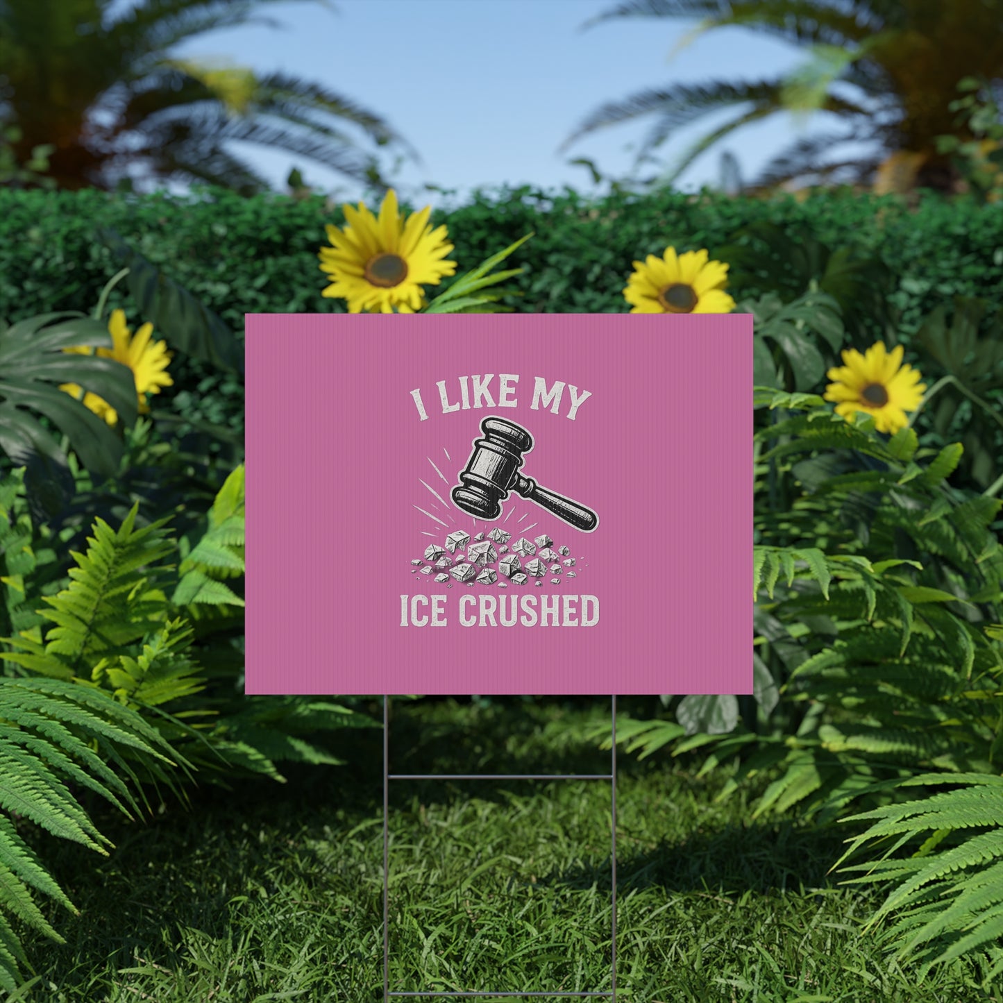 Light Pink Crushed ICE Protest Yard Sign