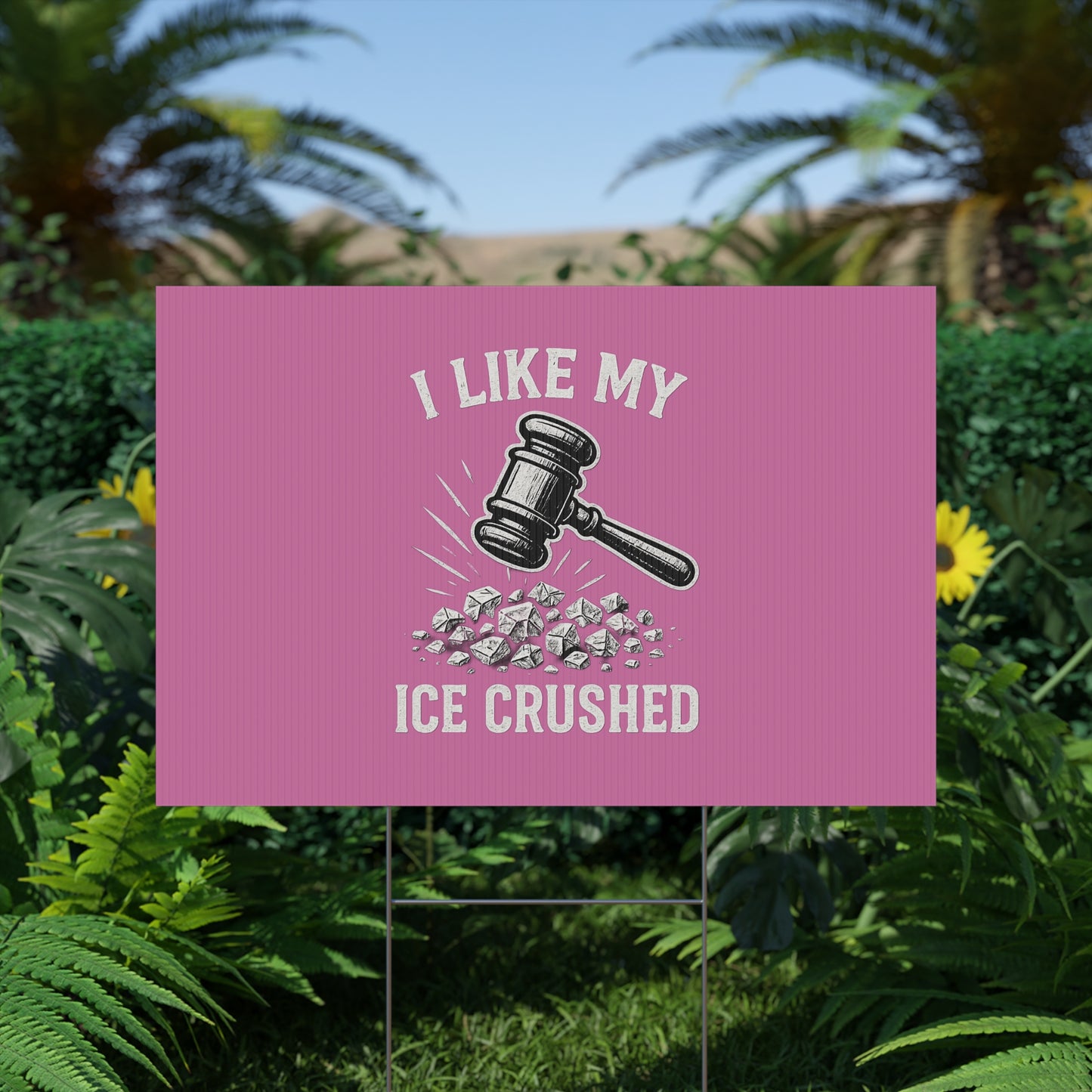 Light Pink Crushed ICE Protest Yard Sign