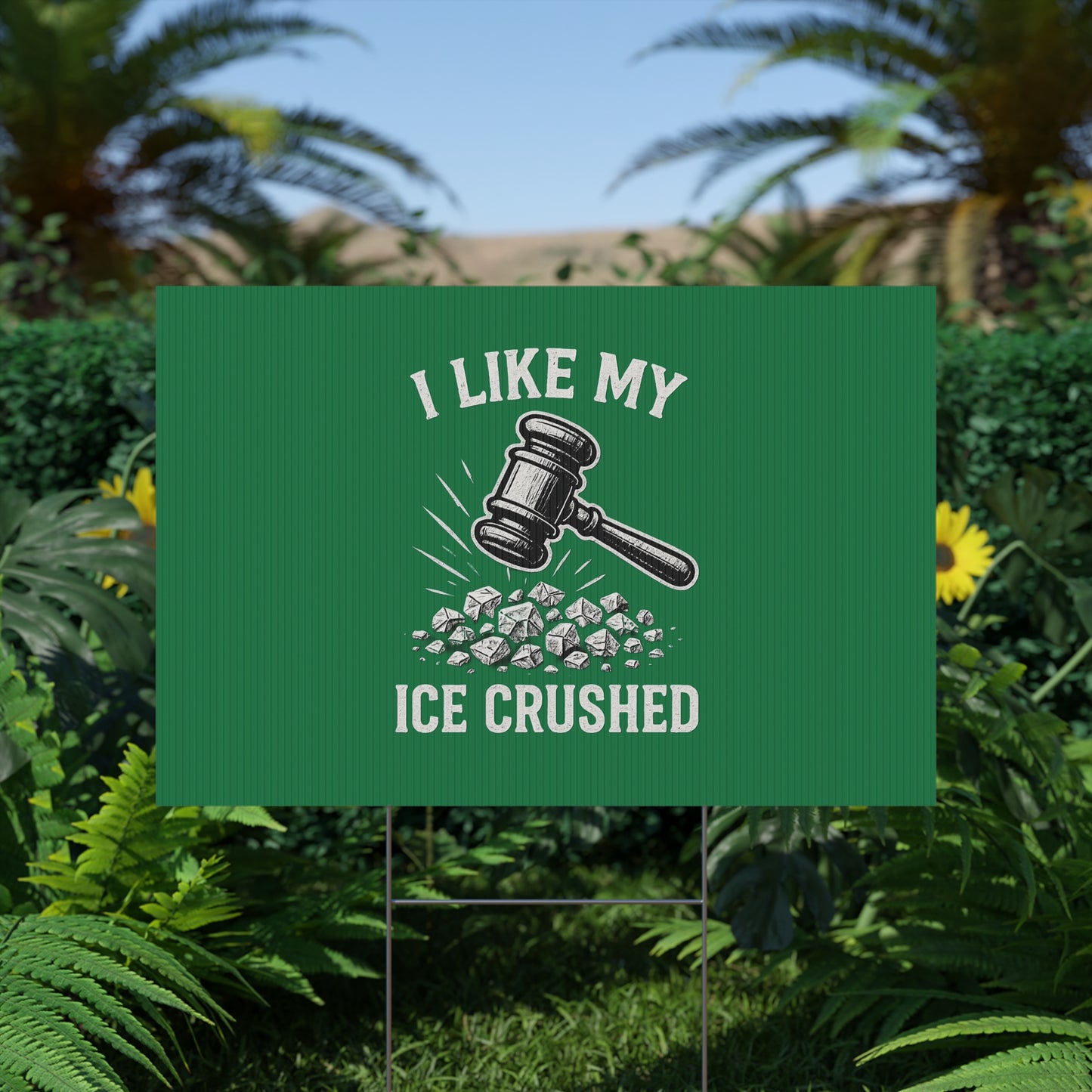Dark Green Crushed ICE Protest Yard Sign