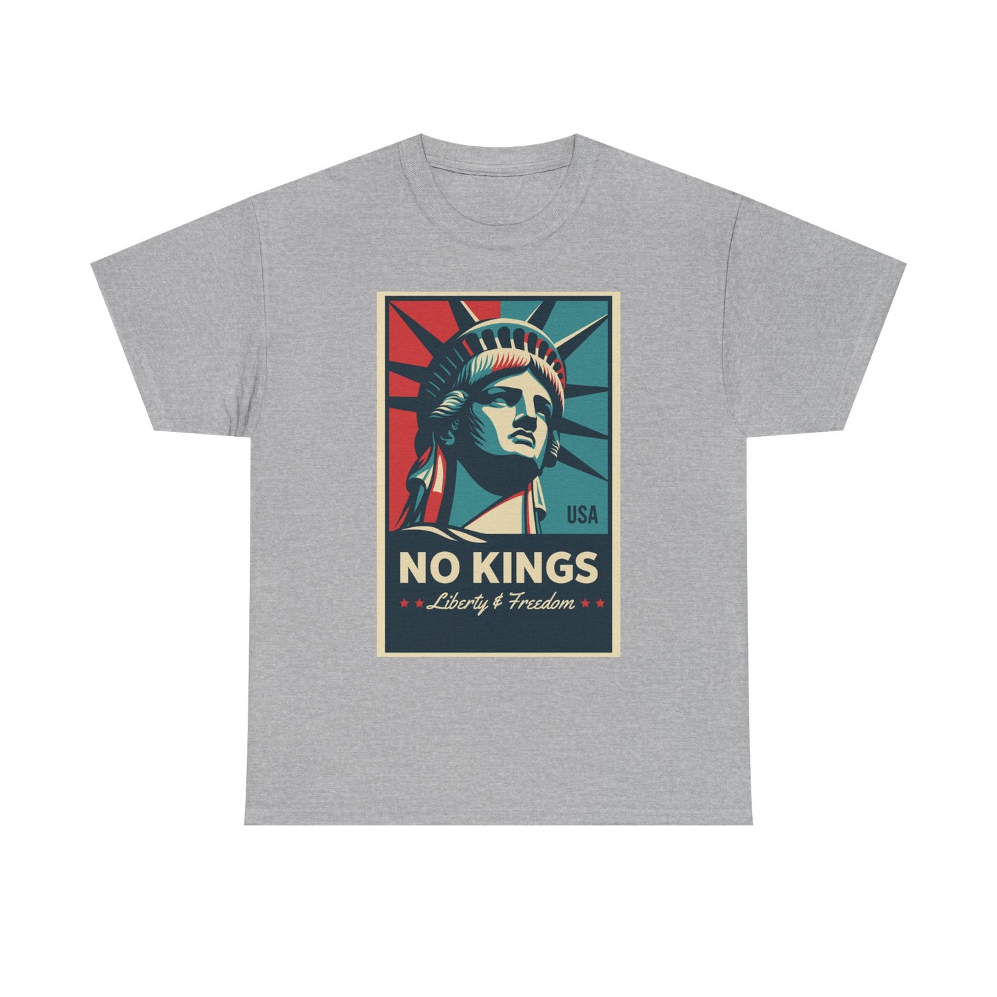 Statue of Liberty Tee - No Kings, Unisex Heavy Cotton T-Shirt, Freedom Shirt, Patriotic Apparel for Celebrations, Gift for Enthusiasts