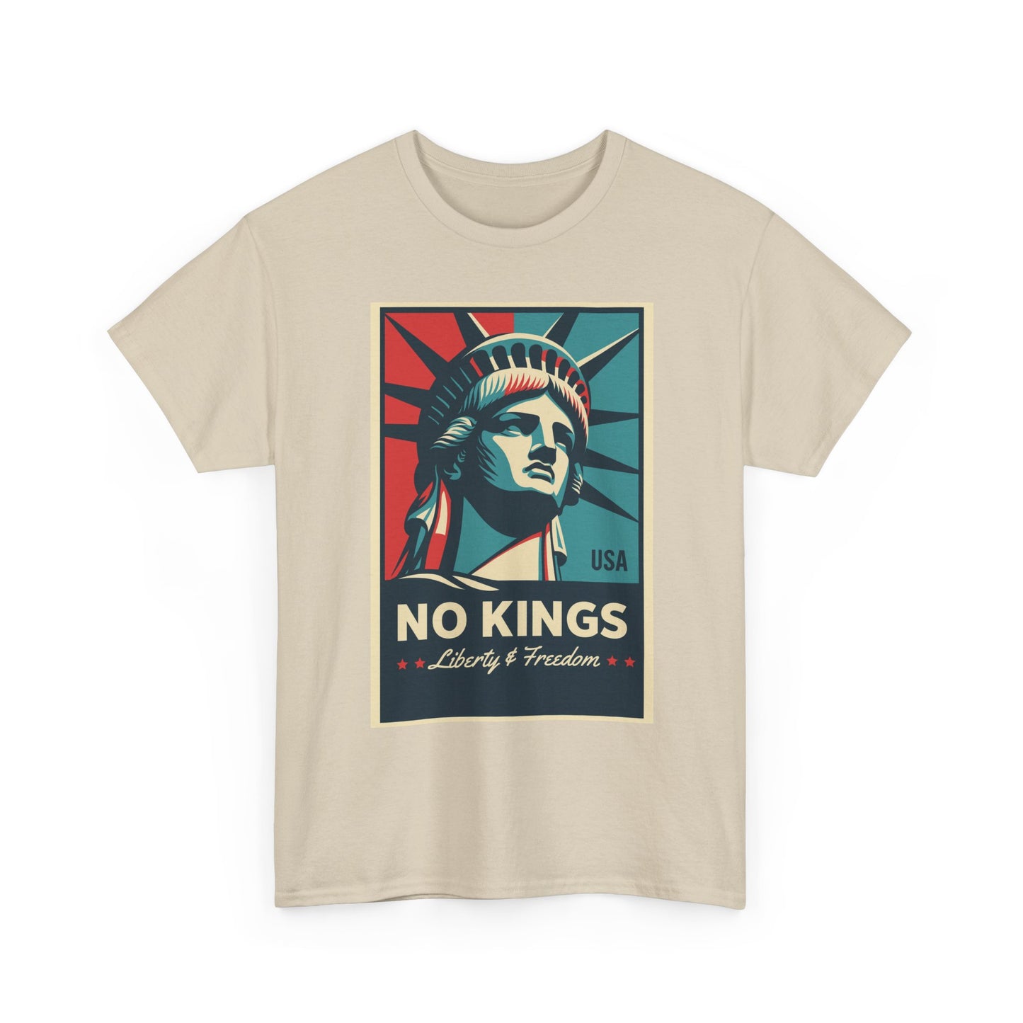 Statue of Liberty Tee - No Kings, Unisex Heavy Cotton T-Shirt, Freedom Shirt, Patriotic Apparel for Celebrations, Gift for Enthusiasts