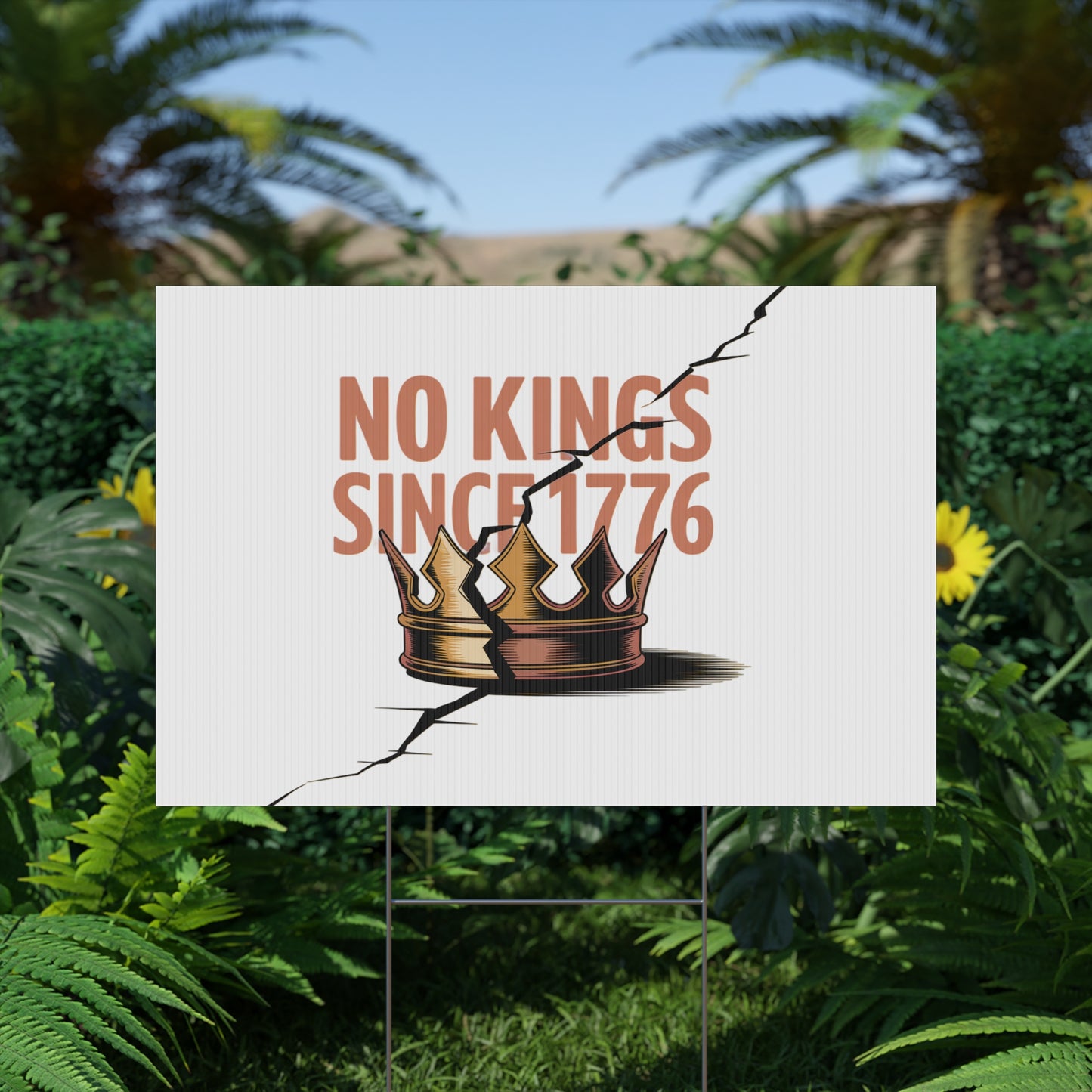 White No Kings Yard Sign, No Kings Since 1776, Holiday Decoration, Lawn Decor for July 4th, Independence Day Sign, Political Statement Sign