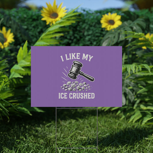 Light Purple Crushed ICE Protest Yard Sign