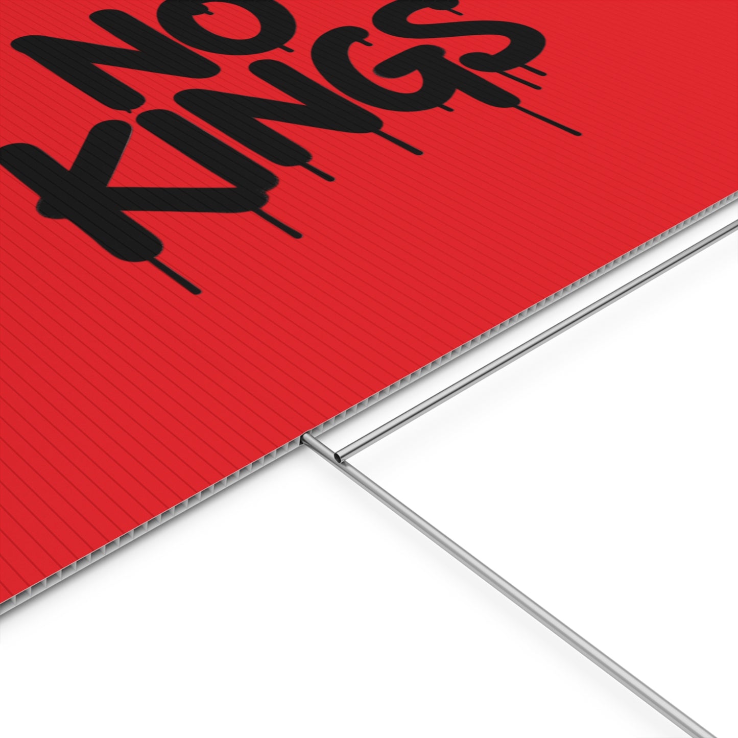 Red Spray Paint No Kings Protest Yard Sign