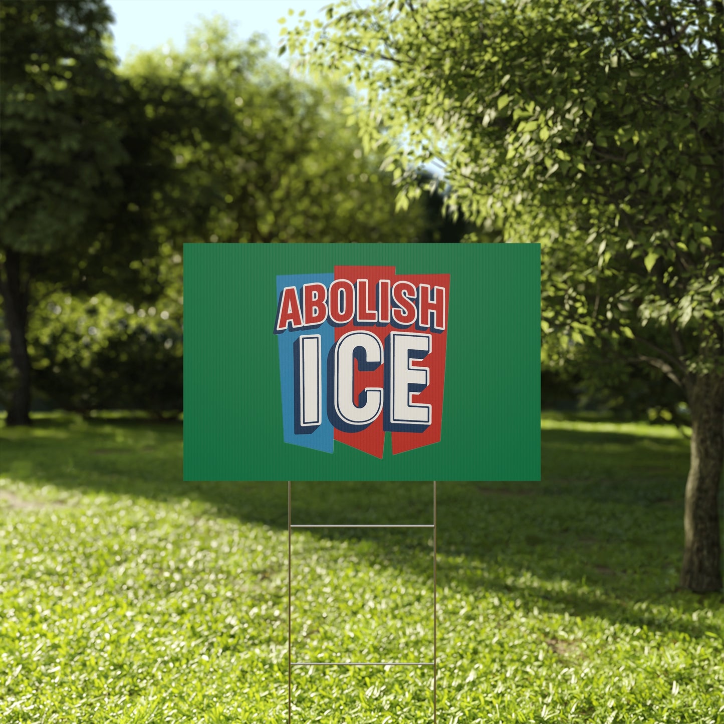 Dark Green Abolish ICE Yard Sign