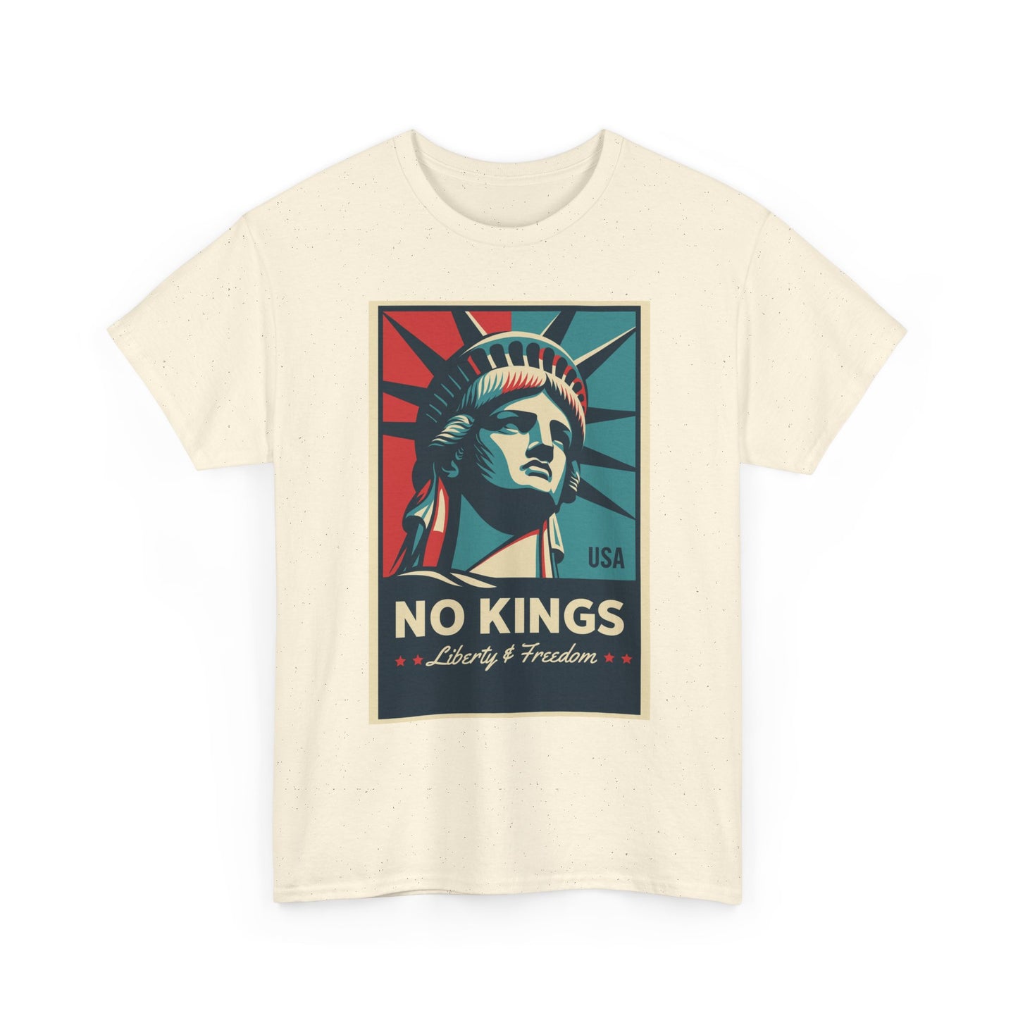 Statue of Liberty Tee - No Kings, Unisex Heavy Cotton T-Shirt, Freedom Shirt, Patriotic Apparel for Celebrations, Gift for Enthusiasts