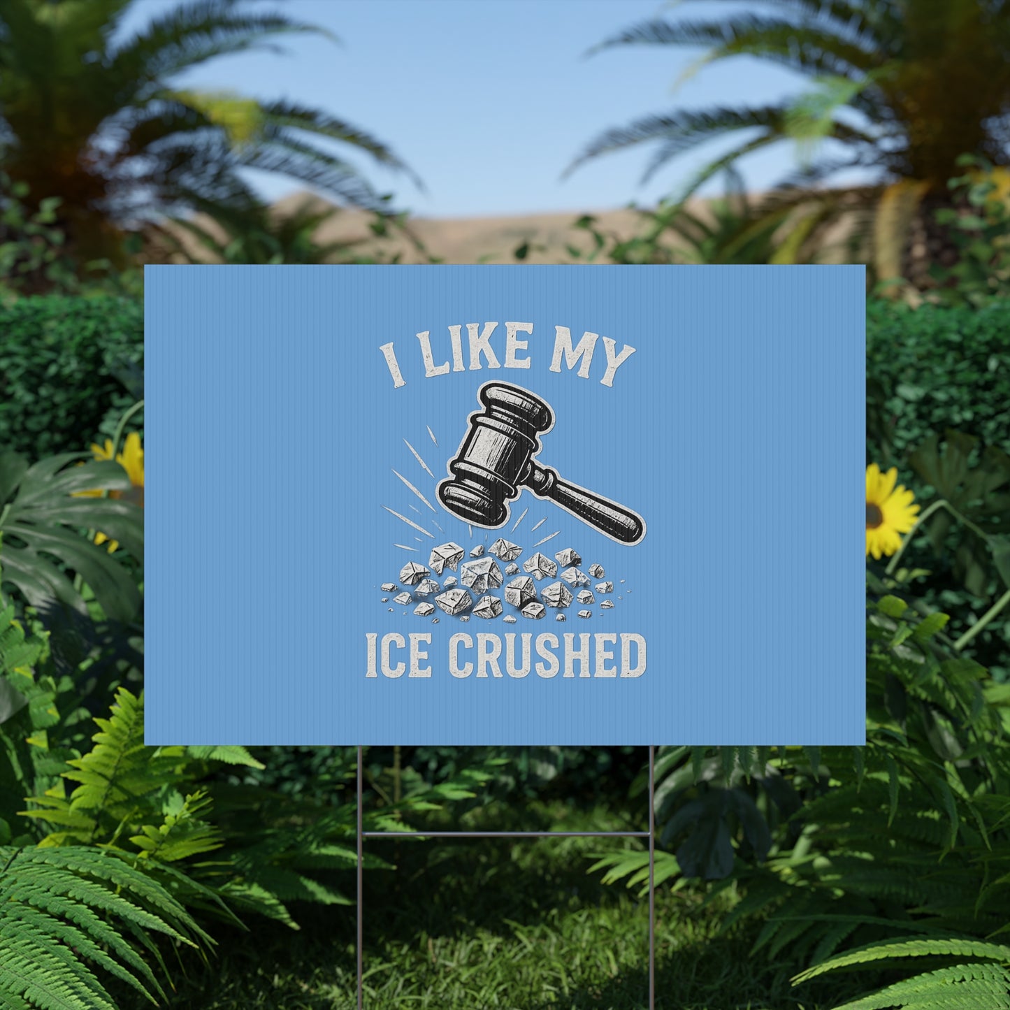 Light Blue Crushed ICE Protest Yard Sign