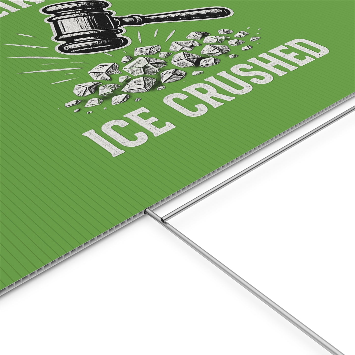 Light Green Crushed ICE Protest Yard Sign