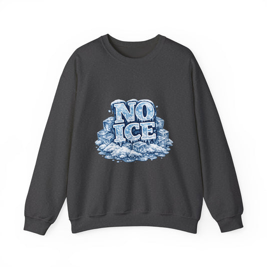 No ICE Crewneck Sweatshirt — Retro Iced Typography Graphic Sweatshirt – Protest Shirt | No Kings Store