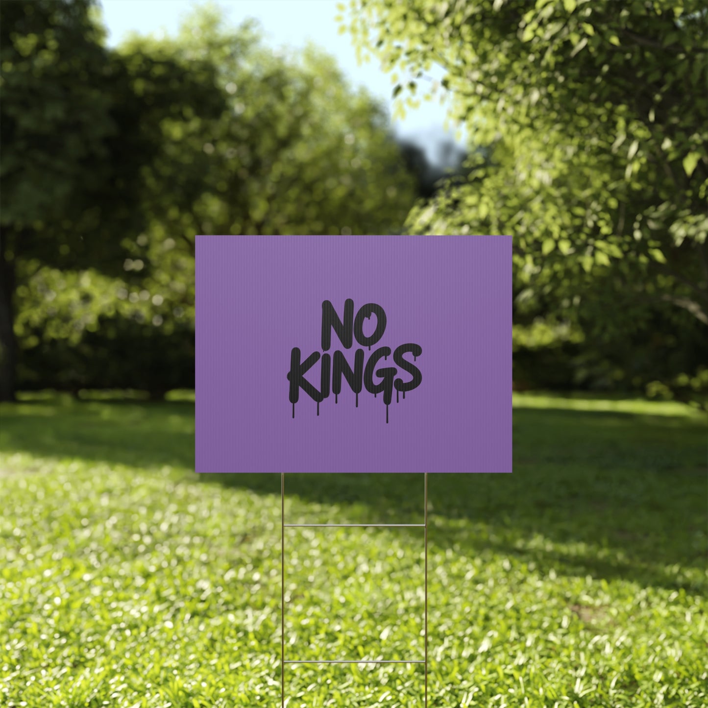 Light Purple Spray Paint No Kings Protest Yard Sign