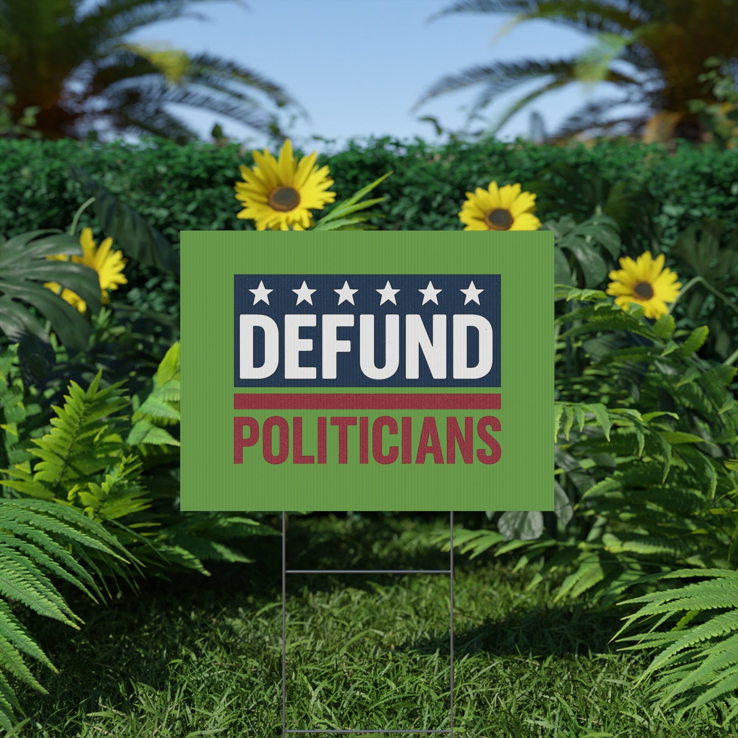 Light Green Defund Politicians yard sign