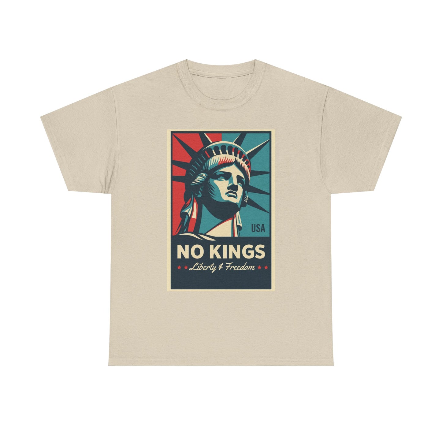 Statue of Liberty Tee - No Kings, Unisex Heavy Cotton T-Shirt, Freedom Shirt, Patriotic Apparel for Celebrations, Gift for Enthusiasts
