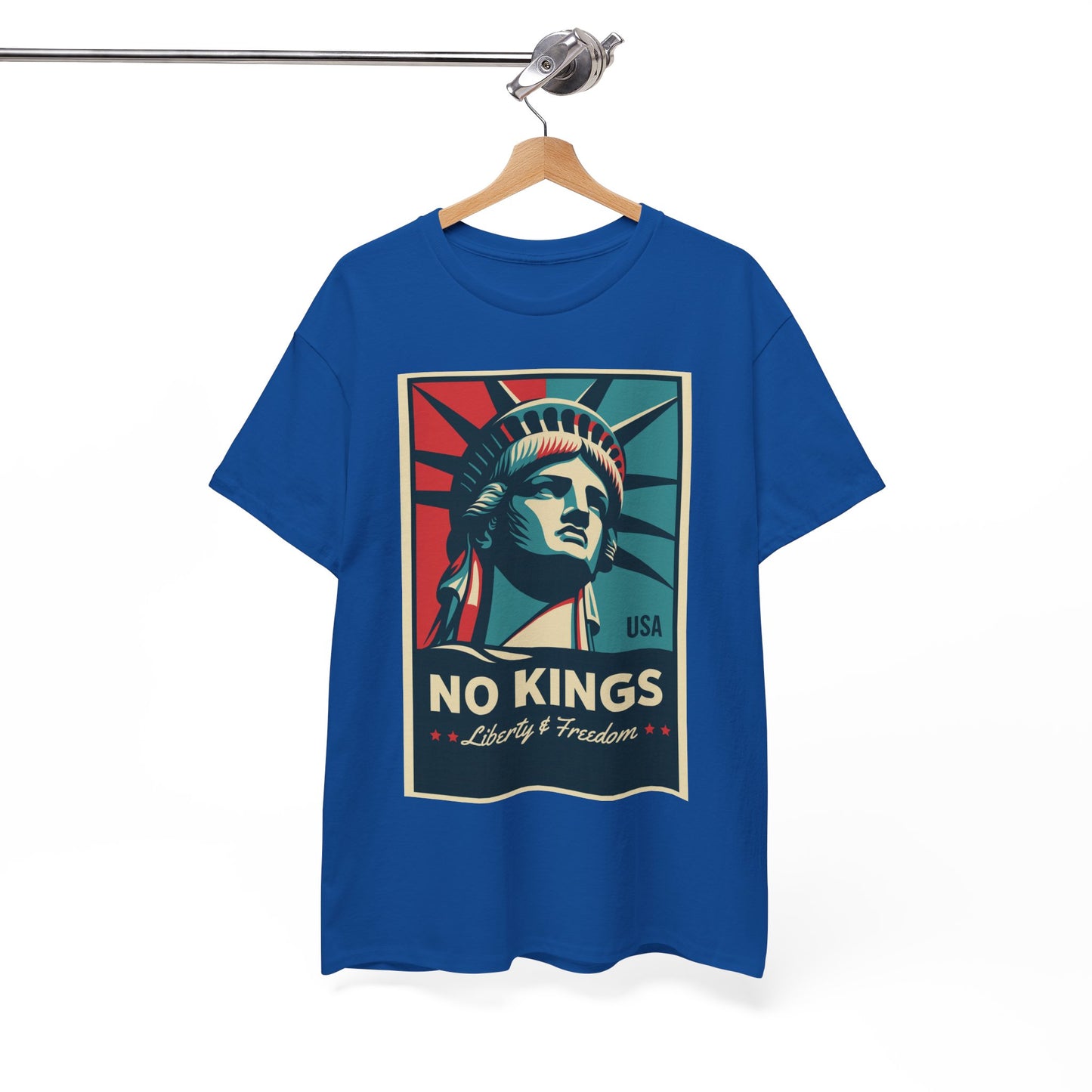Statue of Liberty Tee - No Kings, Unisex Heavy Cotton T-Shirt, Freedom Shirt, Patriotic Apparel for Celebrations, Gift for Enthusiasts