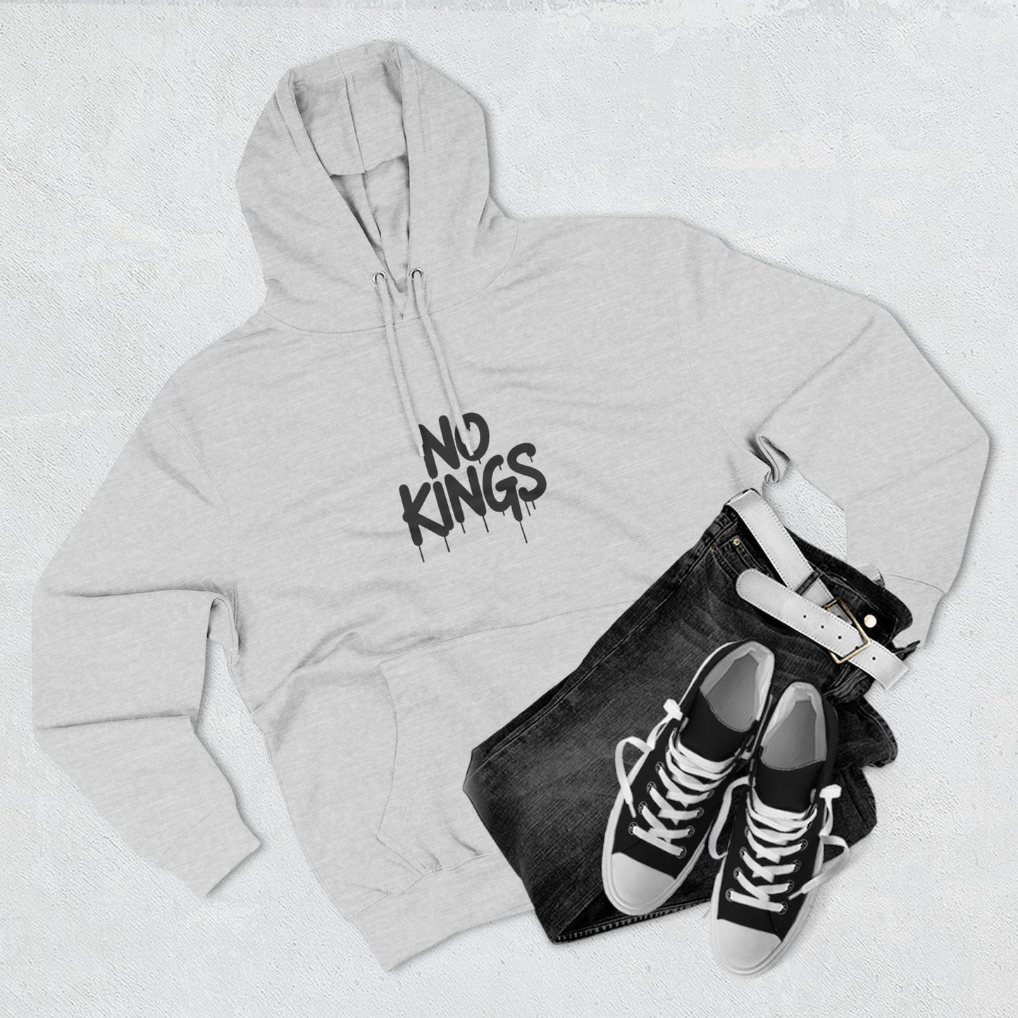 No Kings Spray Paint Protest Fleece Hoodie