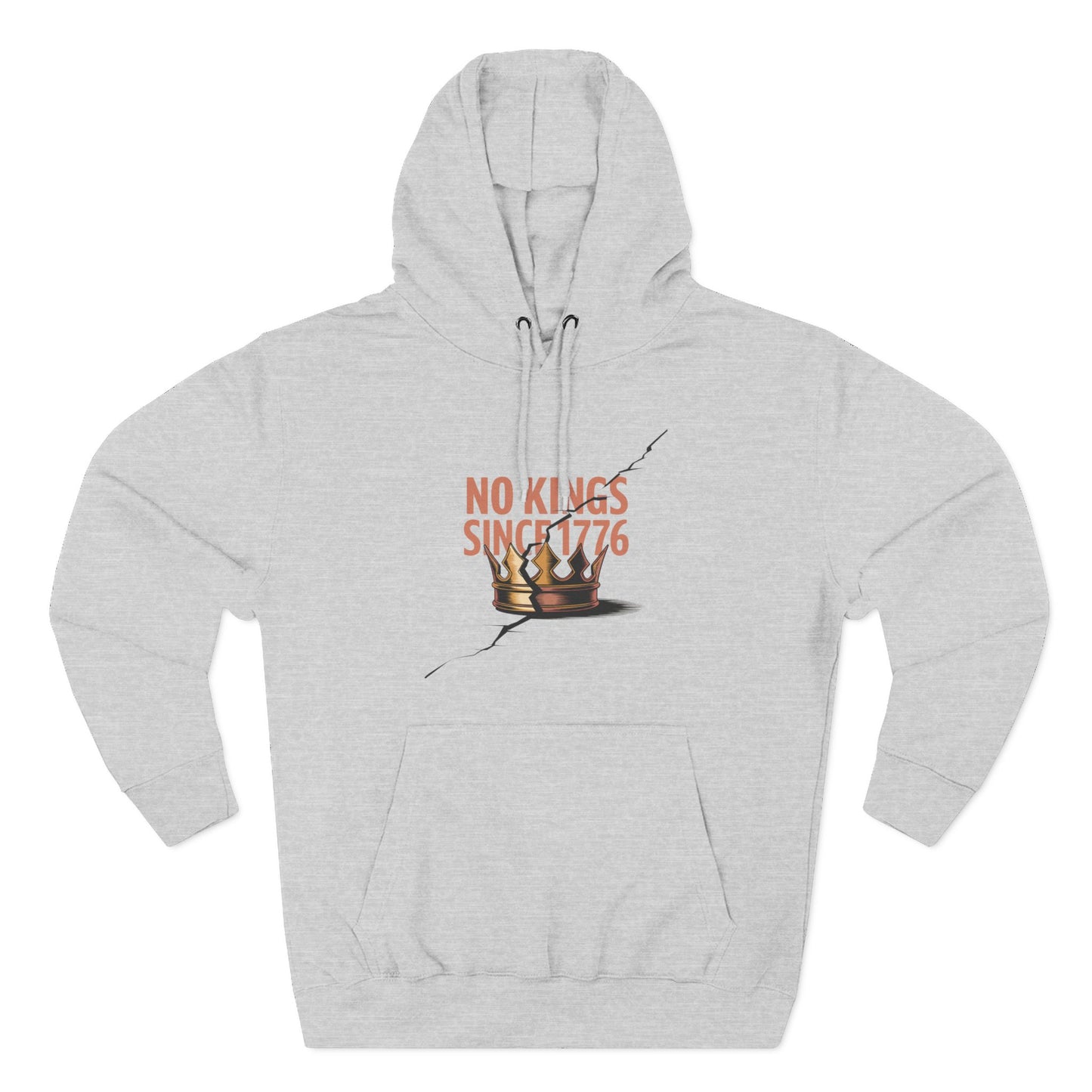 Three-Panel Fleece Hoodie – No Kings Since 1776, Cozy Sweatshirt for Chess Lovers, Casual Wear, Gift for History Buffs, Perfect for Fall