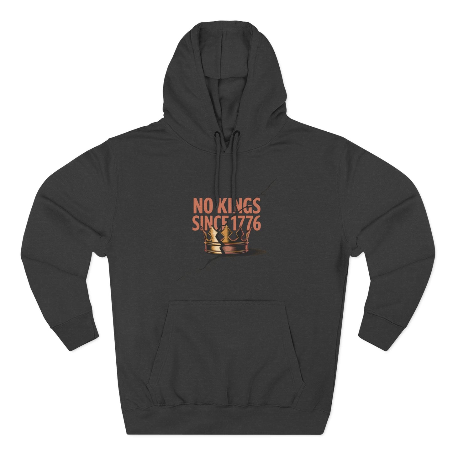 Three-Panel Fleece Hoodie – No Kings Since 1776, Cozy Sweatshirt for Chess Lovers, Casual Wear, Gift for History Buffs, Perfect for Fall