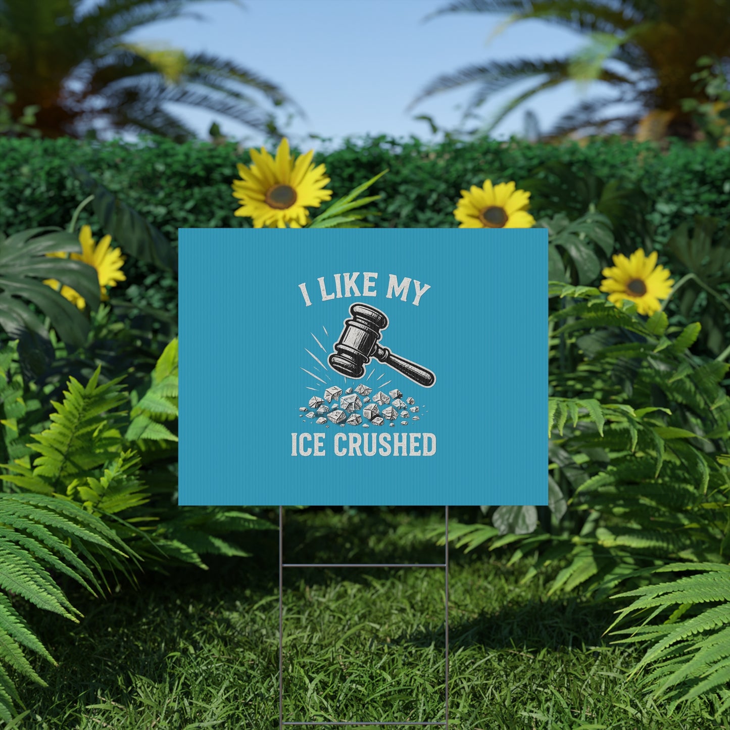 Turquoise Crushed ICE Protest Yard Sign