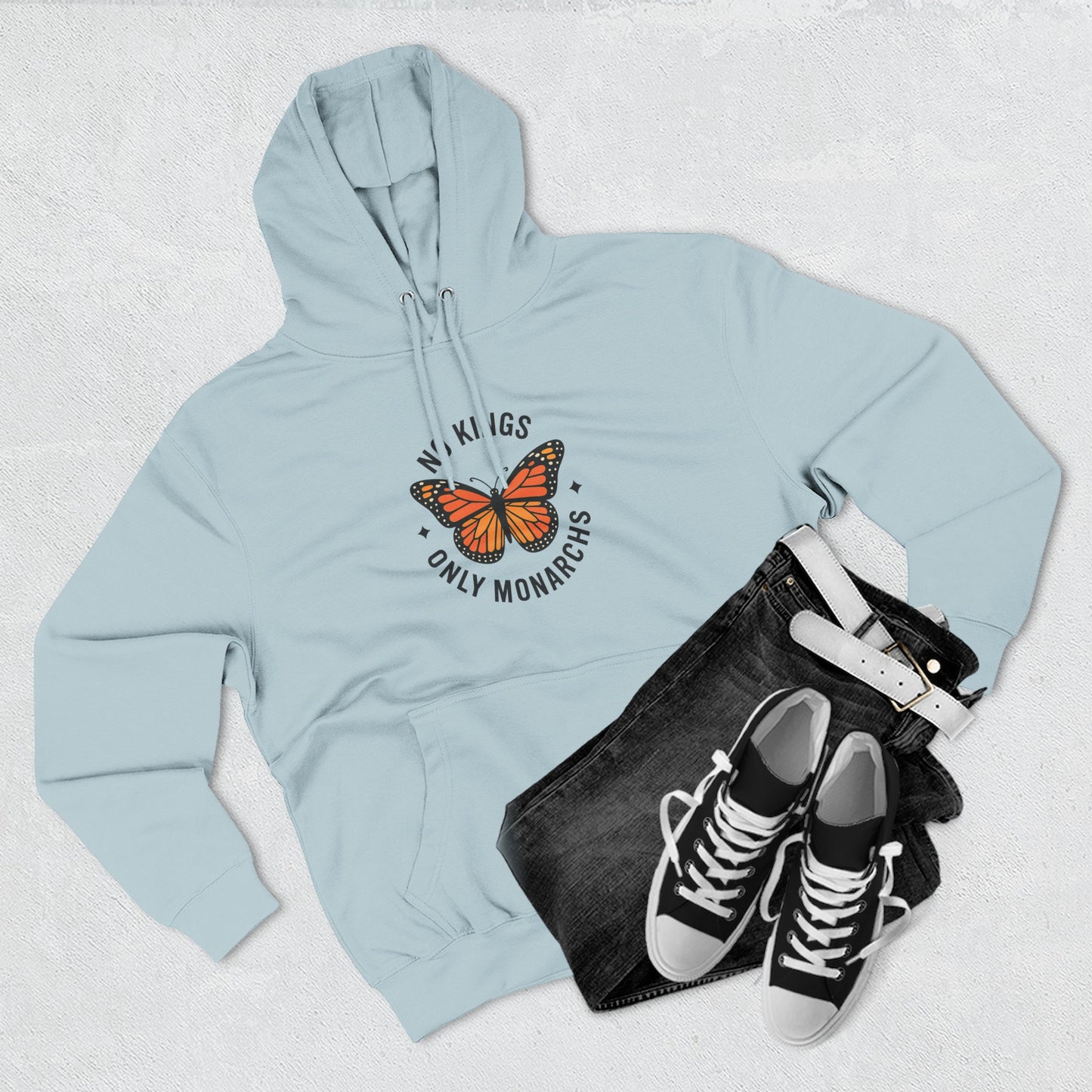 No Kings Only Monarchs Hoodie, Gift for Nature Lovers, Cozy Casual Wear, Perfect for Fall