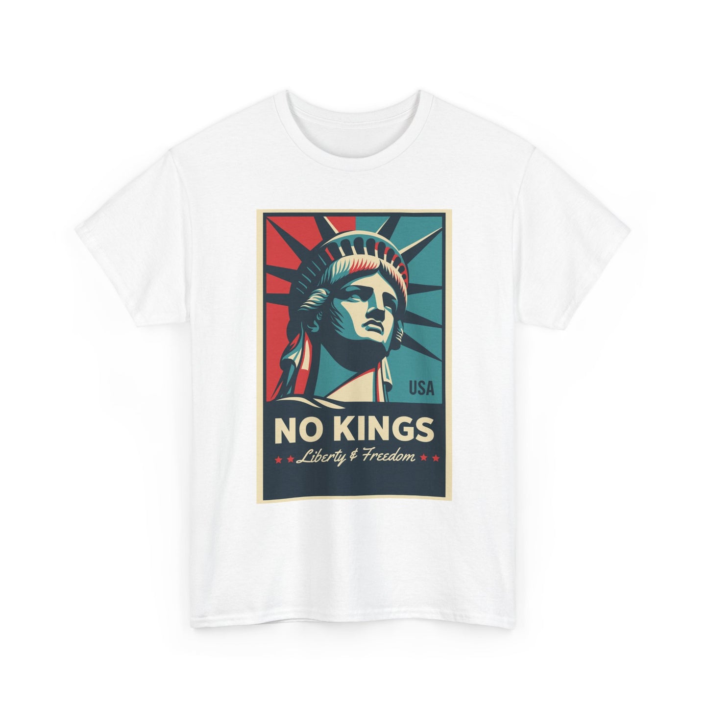 Statue of Liberty Tee - No Kings, Unisex Heavy Cotton T-Shirt, Freedom Shirt, Patriotic Apparel for Celebrations, Gift for Enthusiasts