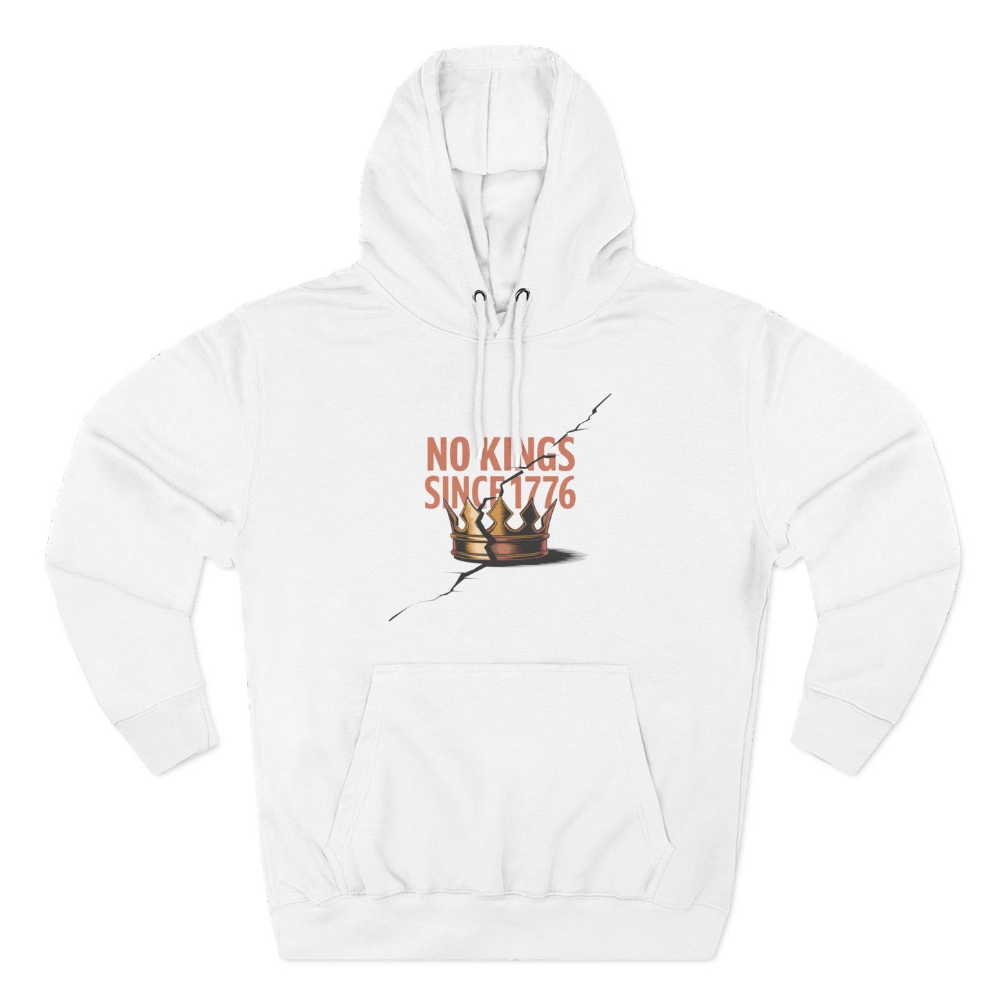 Three-Panel Fleece Hoodie – No Kings Since 1776, Cozy Sweatshirt for Chess Lovers, Casual Wear, Gift for History Buffs, Perfect for Fall