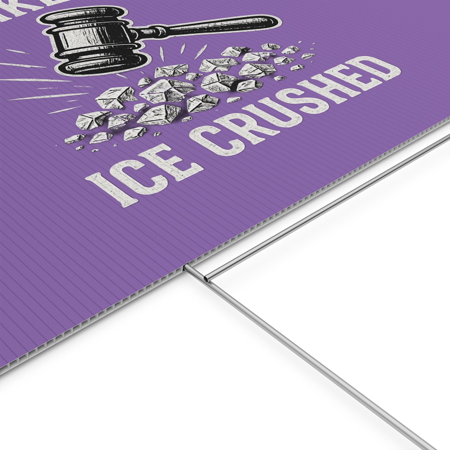 Light Purple Crushed ICE Protest Yard Sign
