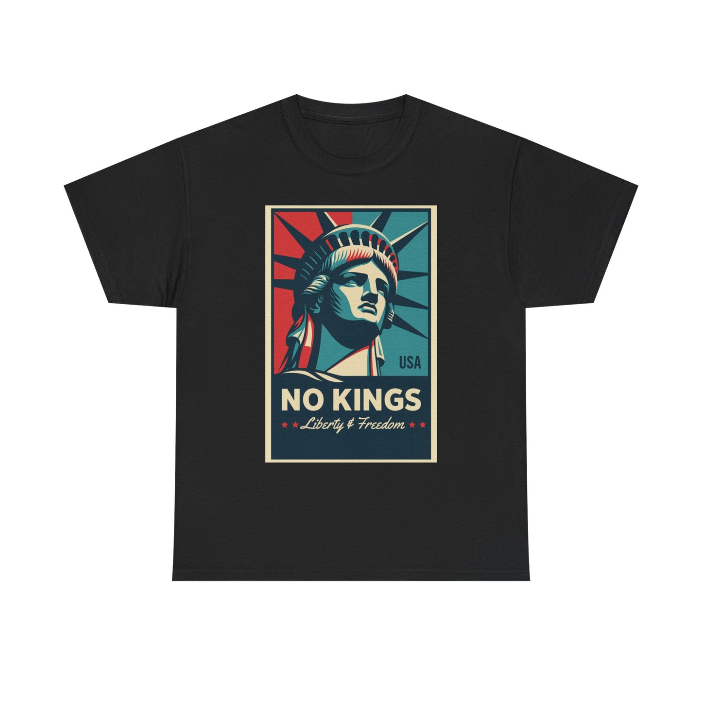 Statue of Liberty Tee - No Kings, Unisex Heavy Cotton T-Shirt, Freedom Shirt, Patriotic Apparel for Celebrations, Gift for Enthusiasts