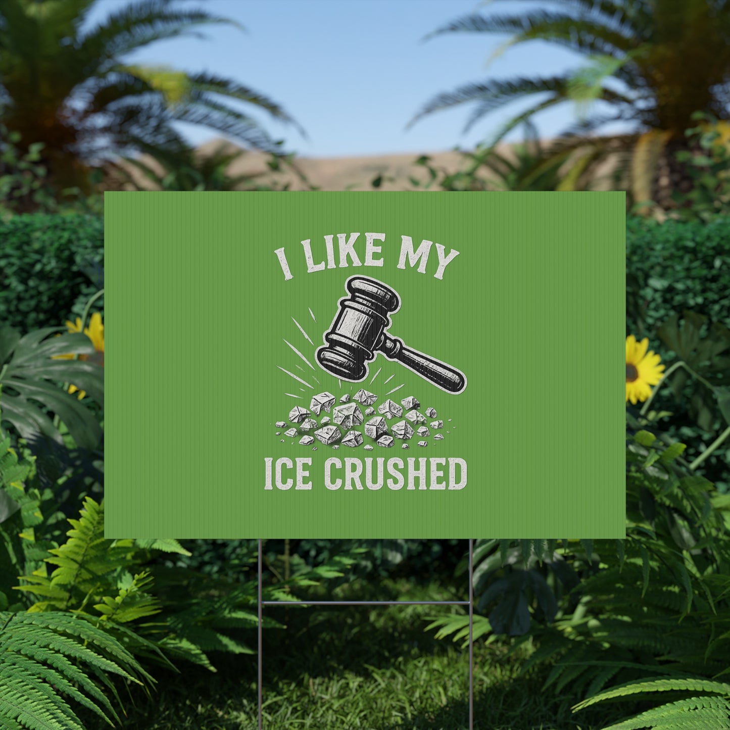 Light Green Crushed ICE Protest Yard Sign