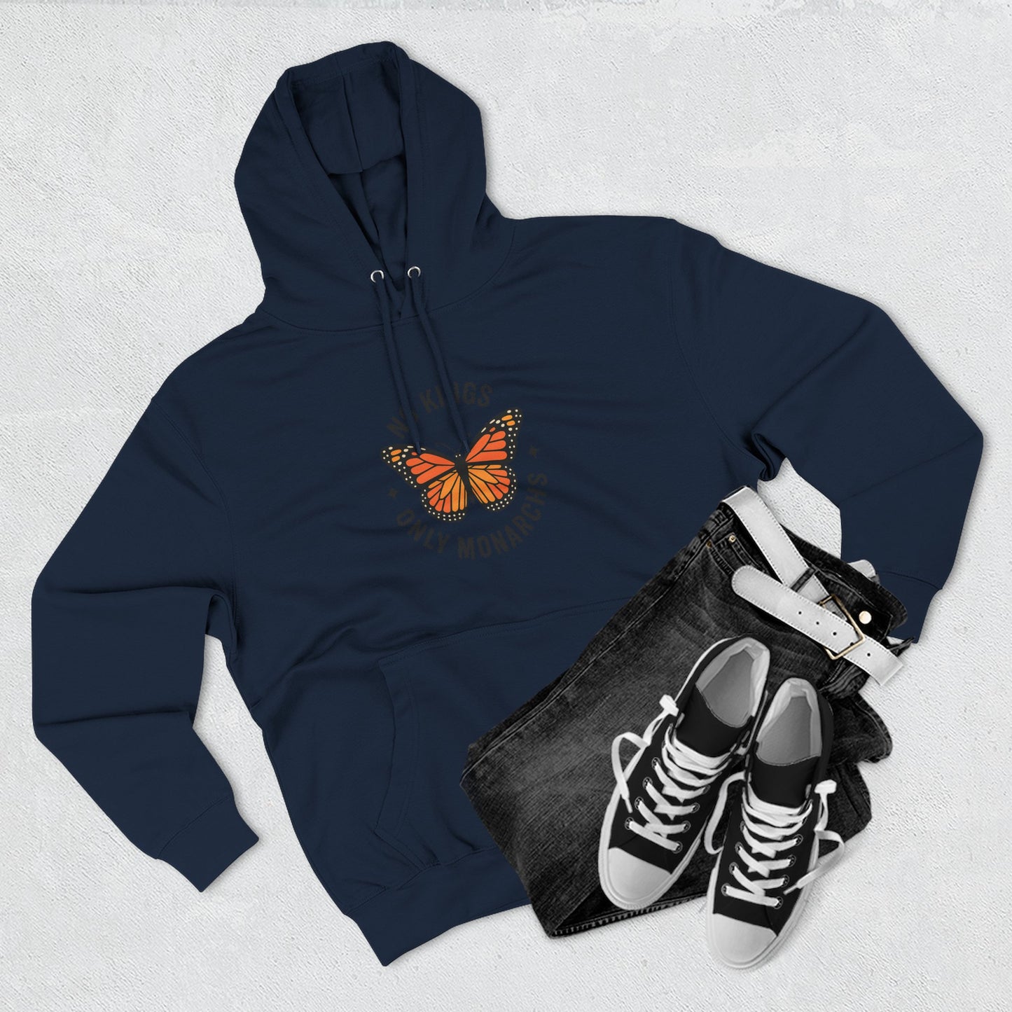 No Kings Only Monarchs Hoodie, Gift for Nature Lovers, Cozy Casual Wear, Perfect for Fall