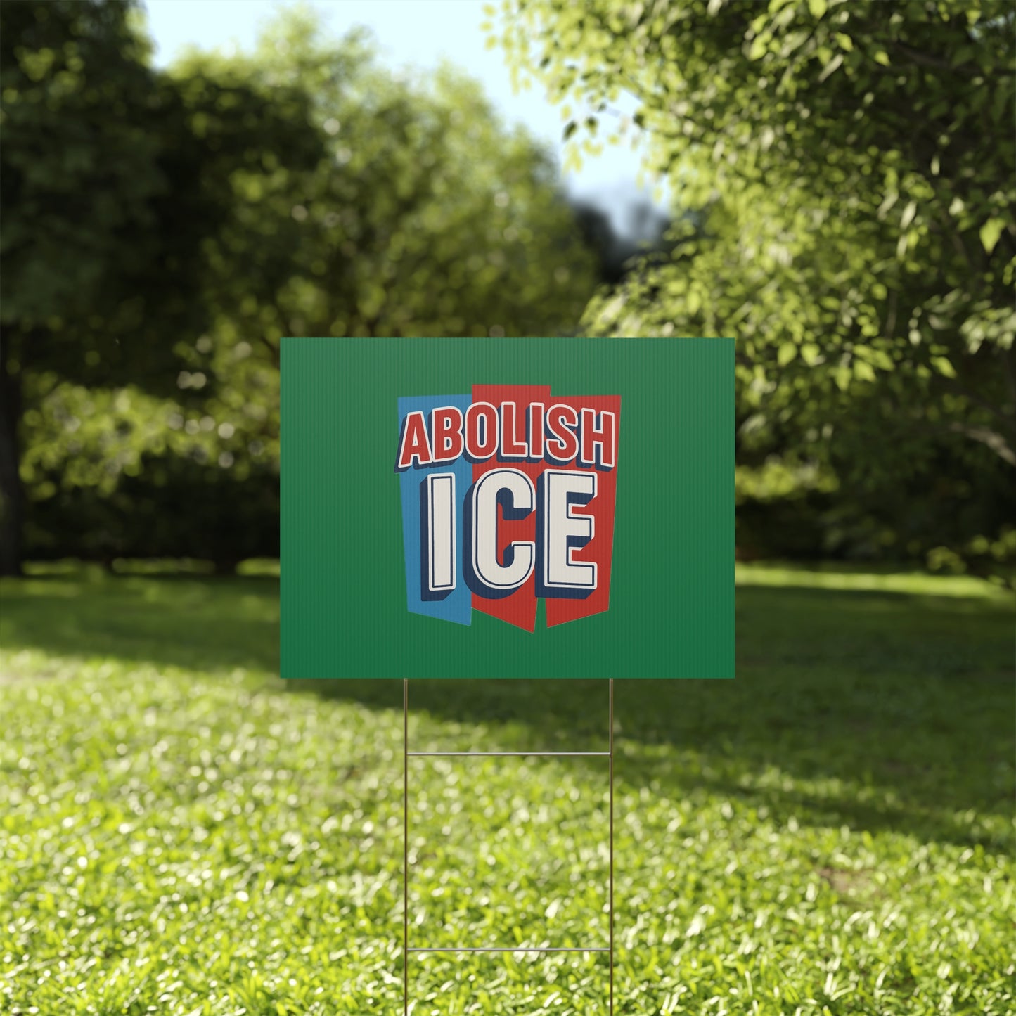 Dark Green Abolish ICE Yard Sign