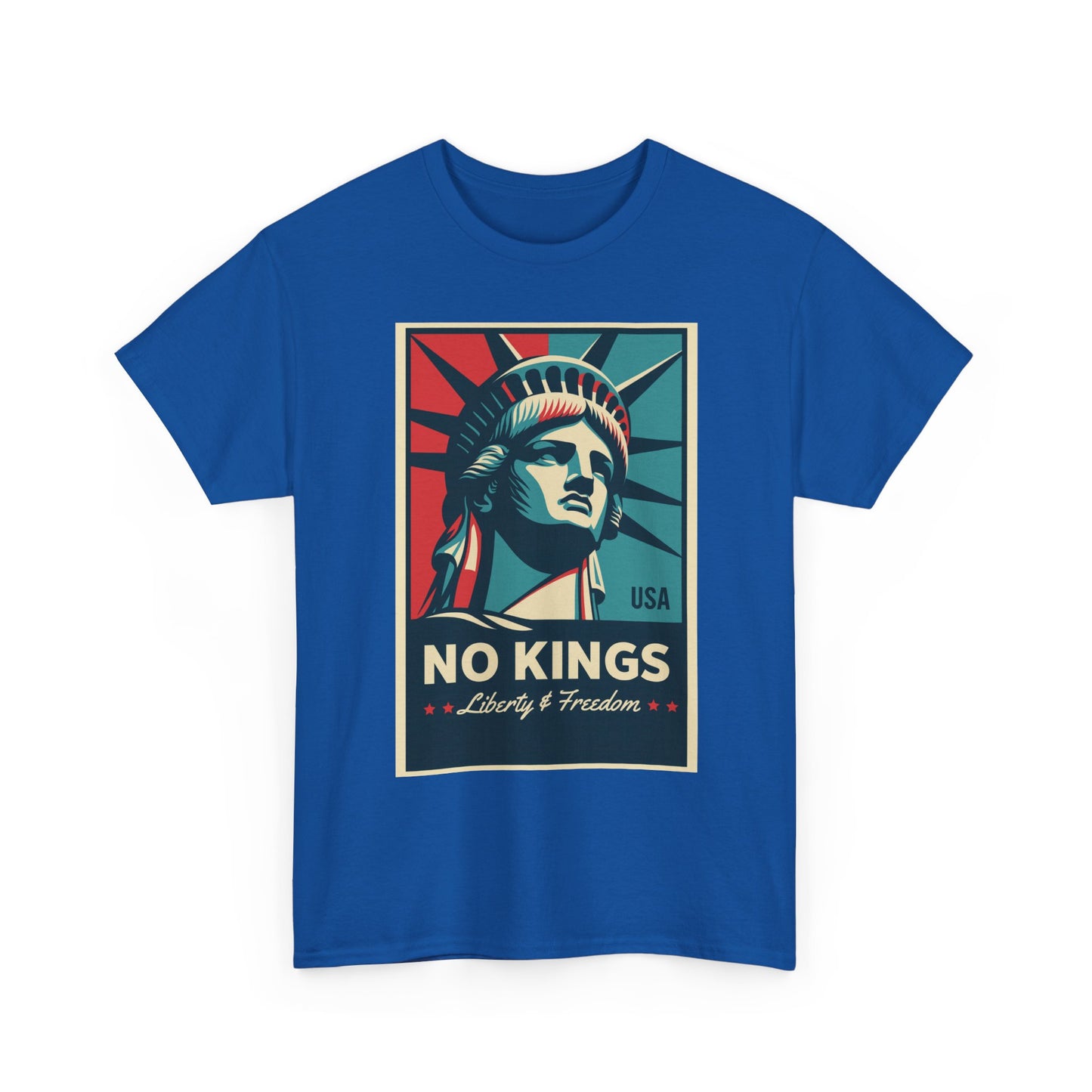 Statue of Liberty Tee - No Kings, Unisex Heavy Cotton T-Shirt, Freedom Shirt, Patriotic Apparel for Celebrations, Gift for Enthusiasts