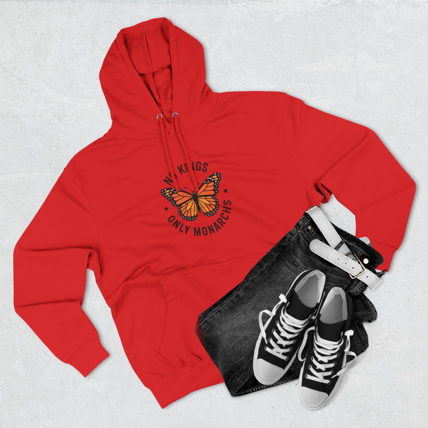 No Kings Only Monarchs Hoodie, Gift for Nature Lovers, Cozy Casual Wear, Perfect for Fall