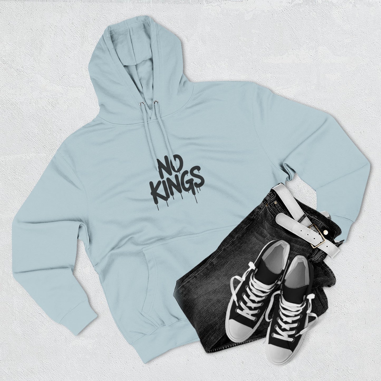 No Kings Spray Paint Protest Fleece Hoodie